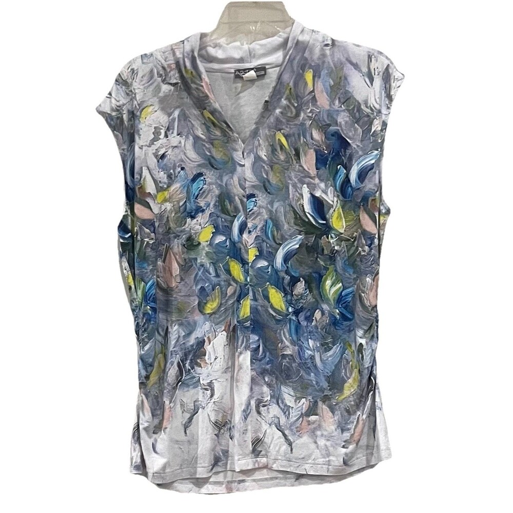 Art Simply by Dolcezza Sleeveless Art To Wear Top XL Stretch Ruching Colorful